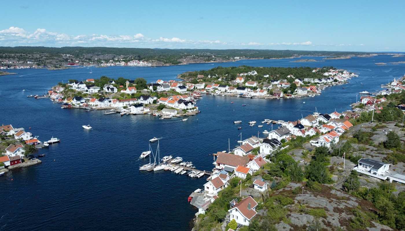 Et bilde som viser Lyngørsundet og Lyngør