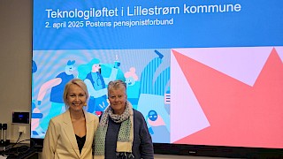 Et bilde som viser foredragsholder Silje Sande og forbundsleder Kjellaug K Jota